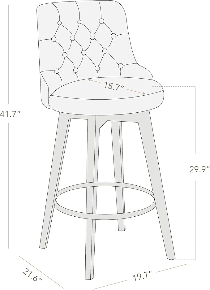 Watson & Whitely Bar Stools, 360° Swivel Upholstered Bar Stool with Back, 30" H Bar Height Barstools, Set of 2, Performance Fabric in Linen