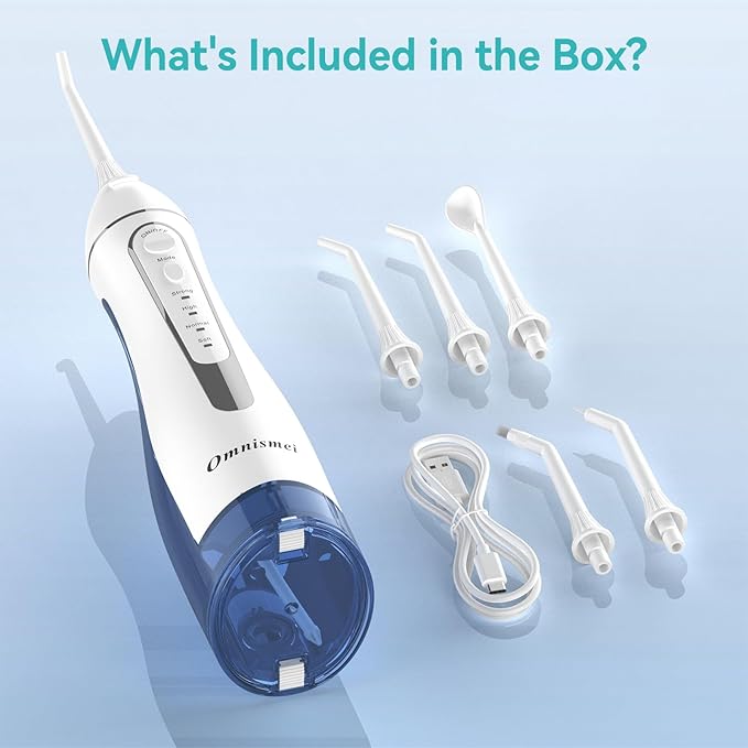 Water Dental Flossers for Teeth，300ML Cordless Portable Electric Water Flosser, 4 Modes Oral Irrigator, Waterproof Rechargeable Water Floss for Deep Cleaning,Plaque Remover,Braces Home Travel Use