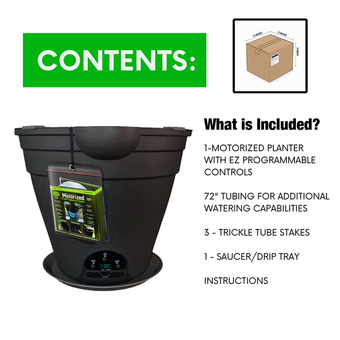 LAEBUILD Motorized Self Watering Plant Pots for Indoor Plants, 1.25 Gallon Automatic Planter with Programmable Pump, LED Indicator for Office Decor & Gardening