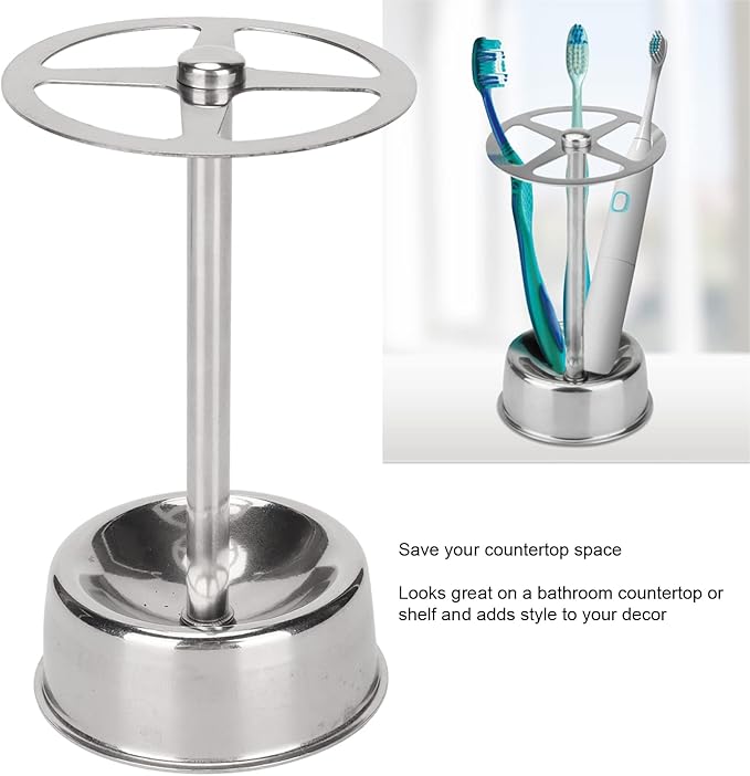 Toothbrush Holder, Tooth Brushing Holder, Stainless Steel Bathroom Toothbrush Organizer for Bathroom, Shower, Makeup Tools