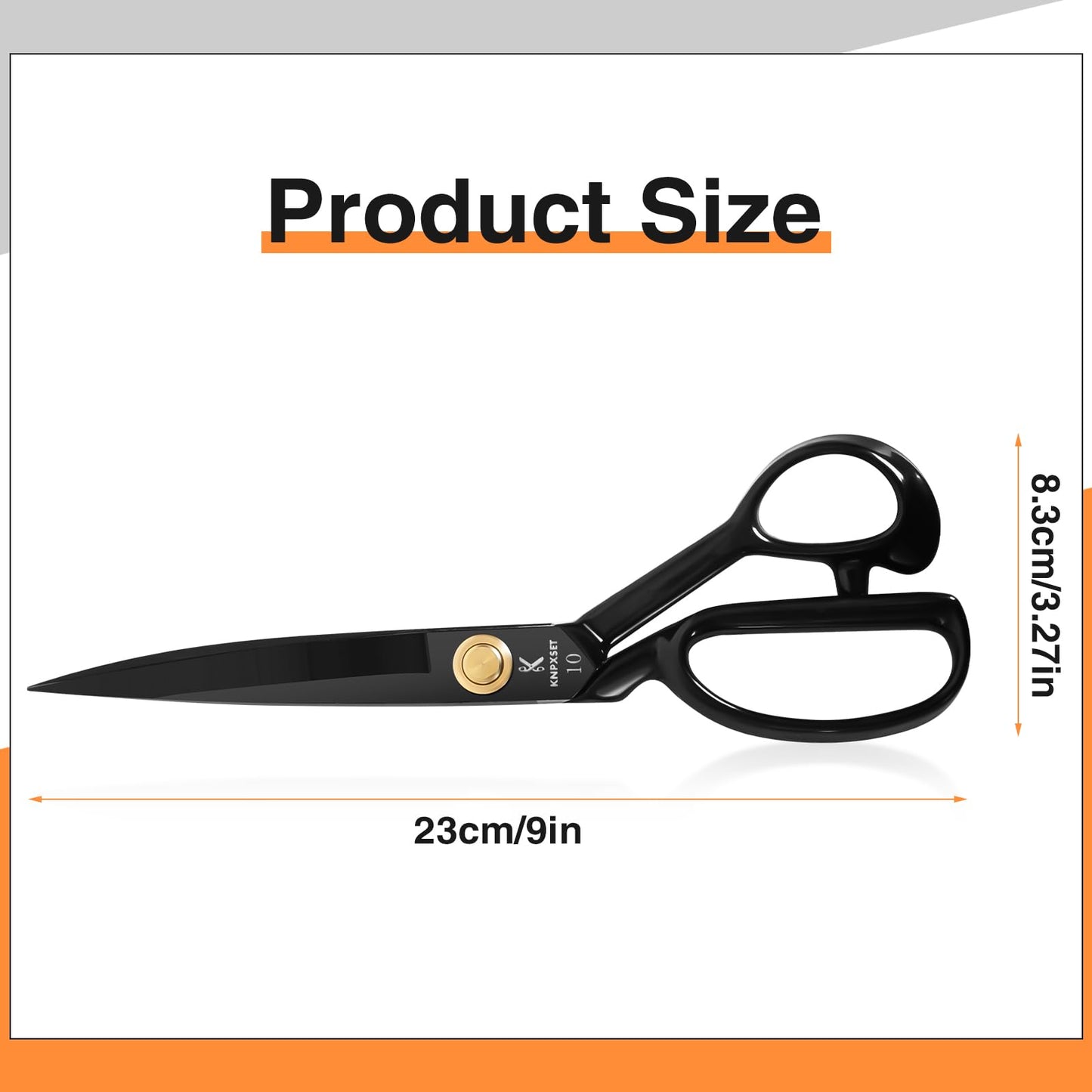 Professional Tailor Scissors 9 Inch - Fabric Scissors Heavy Duty, Sharp Sewing Shears for Cutting Fabric, Leather, Home, Office, Artists, Dressmakers
