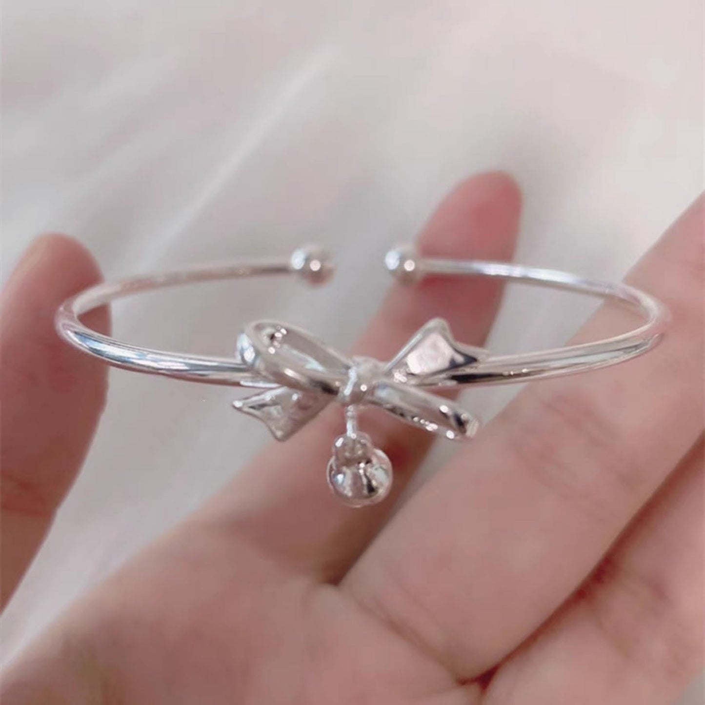 Baoaichi Handmade 925 Sterling Silver Bowknot Bangle Bracelets For Women Cute Knot Cuff Bracelets Trendy Charm Bracelet Open Adjustable Silver Cuff Bangle Daily Jewelry & Birthday Christmas Gift