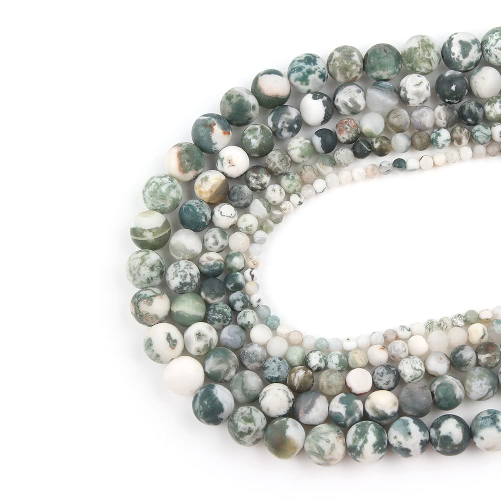 Song Xi Frosted Tree Agate Stone Beads 8mm Natural Stone Beads for Jewelry Making Gemstone Beads