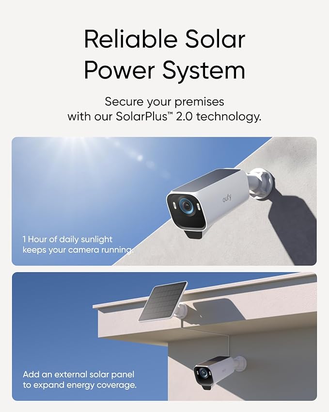 eufy Security eufyCam S3 Pro 2-Cam Kit, Solar Camera Outdoor Wireless, MaxColor Night Vision, 4K Security Camera with Solar Panel, Face Recognition AI, Expandable Local Storage, No Monthly Fee