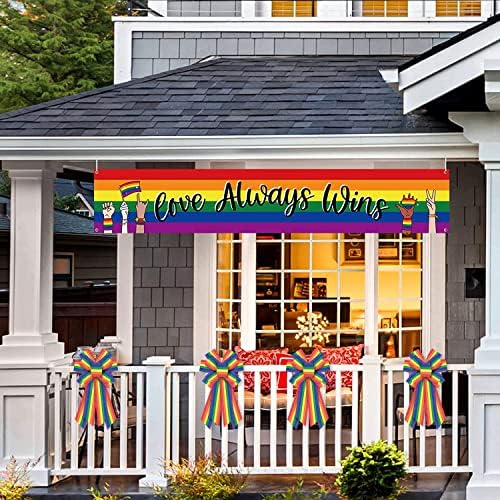 Hying Large Rainbow Bow for Wreath, Gay Pride Wreath Bow for Front Door Pride Month Events Parades Birthday Party Indoor Outdoor Wall Decoration Supplies Ornament