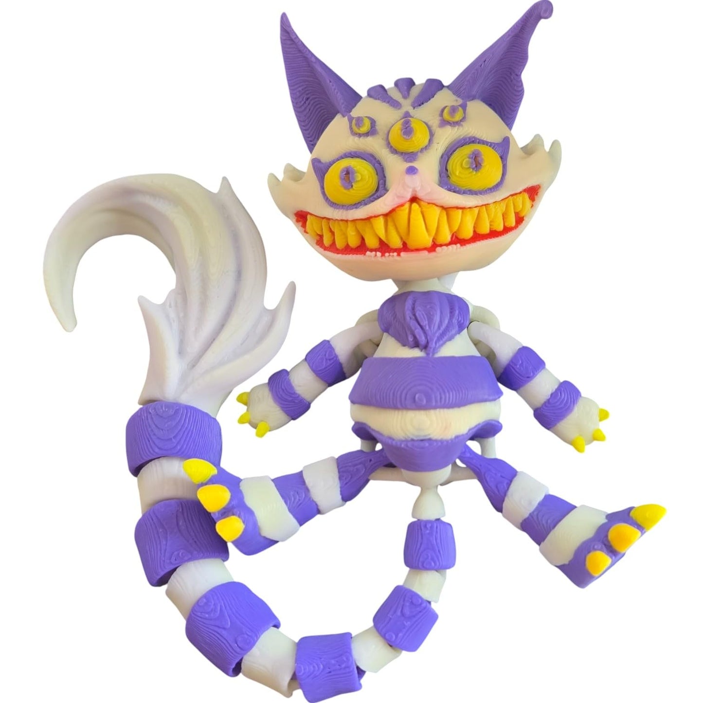 Articulated Creepy Cat Figurine - Striking Gothic Decor for Horror and Fantasy Enthusiasts - Unique Desk Display Gift - 3D Printed in Canada