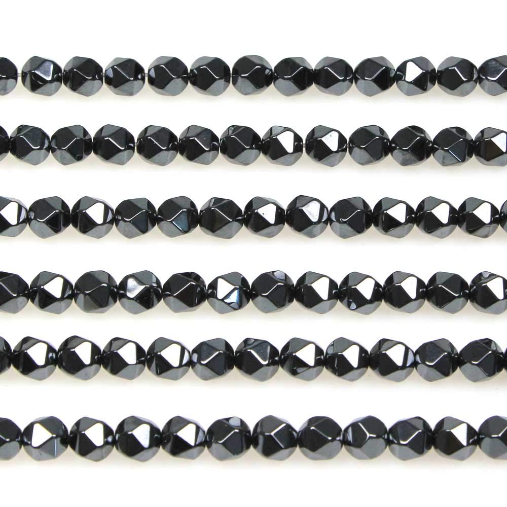 MJDCB Best Sellers Natural Stone Beads Faceted Polygon Hematite Energy Stone Healing Power for Jewelry Making(8mm)