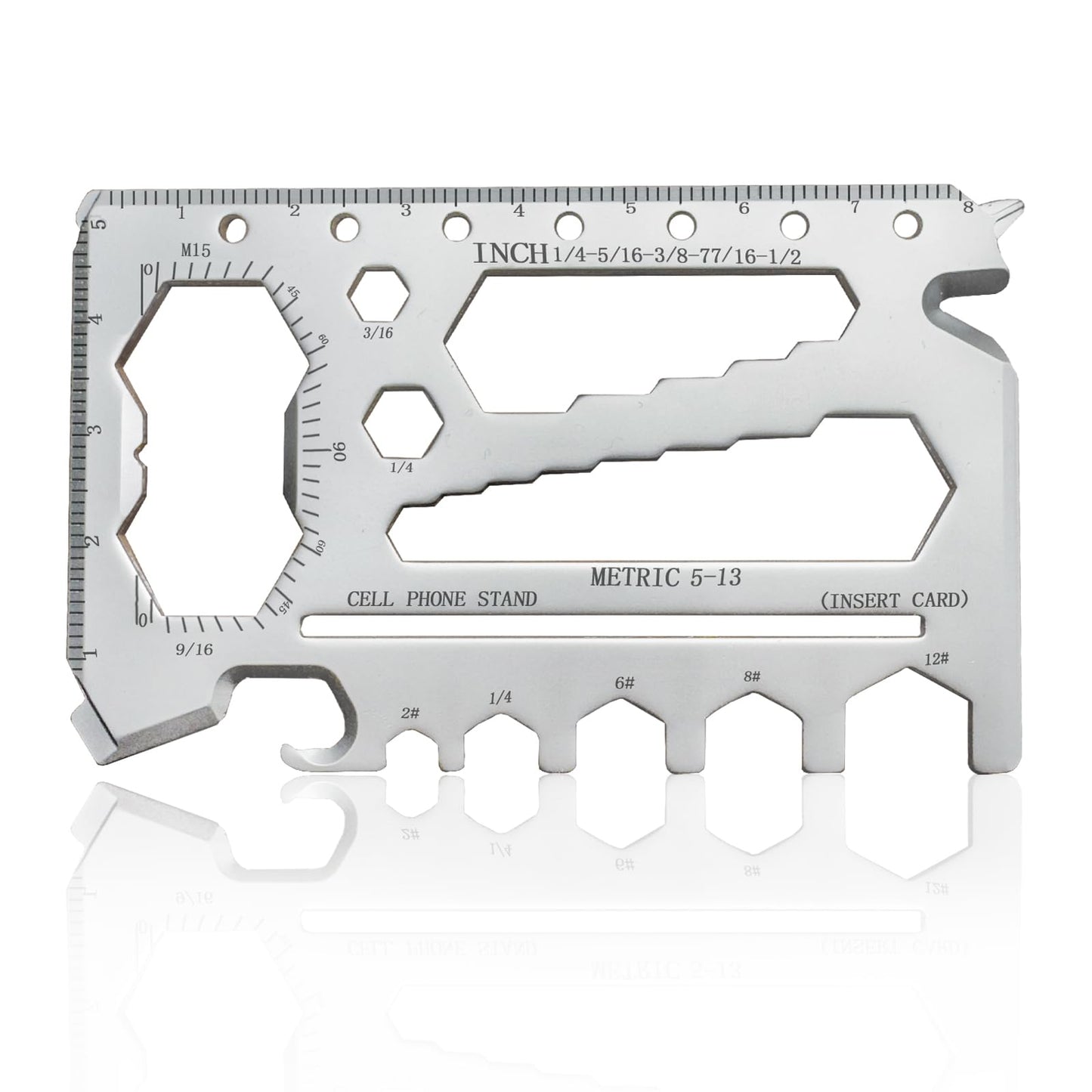 ANBSHUN 40-in-1 Credit Multitool Card 2Pack – TSA Compliant EDC Tool Cards, Thickening type tough Pocket Survival Wallet Tools Gift For Man(Silver)