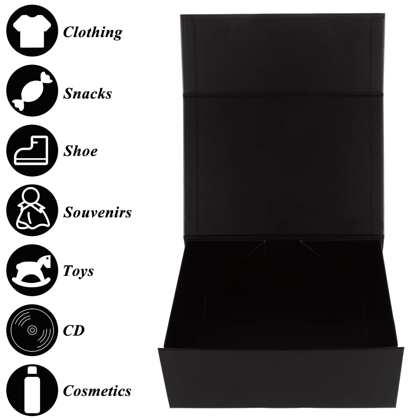 LDXDRU 5 Pack 10x7x4 Inches Magnetic Gift Box, Black Gift Boxes with Magnetic Lids, Black Magnetic Box for Wedding, Christmas, Birthdays, Mother's Day, Bridesmaid Proposal Boxes