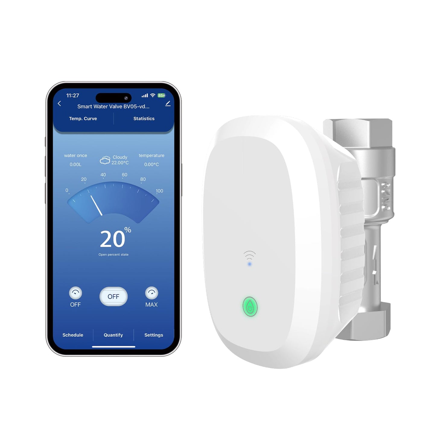 FRANKEVER DN20 Smart Water Valve 3/4 Smart Water Management System WiFi Remote Control Faucet Timer for Hose, Sprinkler Water Timer Auto Watering for Plants ,Compatible with Alexa,Google (DN20(3/4"))