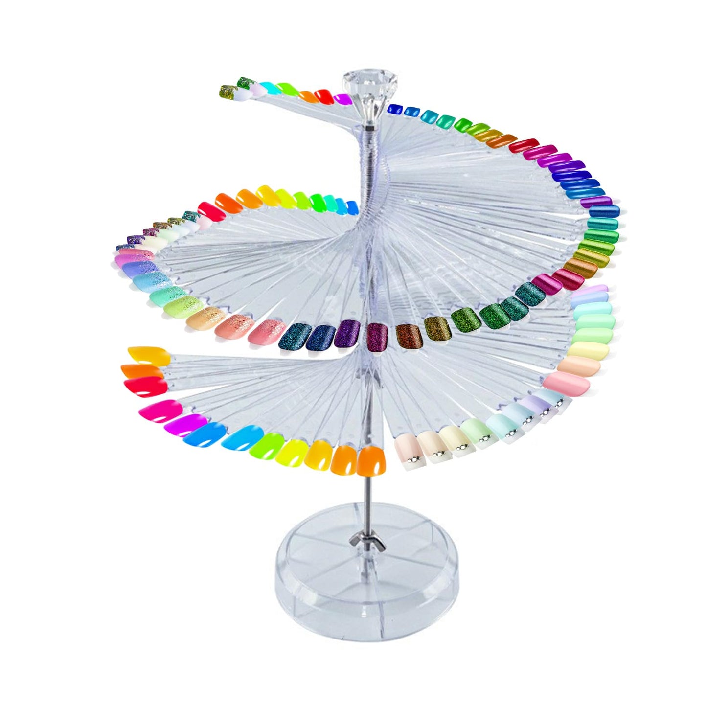 Yosoo 120 Sticks Nail Art Color Card Display Stand Spiral False Nails Practice Tools Salon Polish Show Art Color Card Spiral (Round)