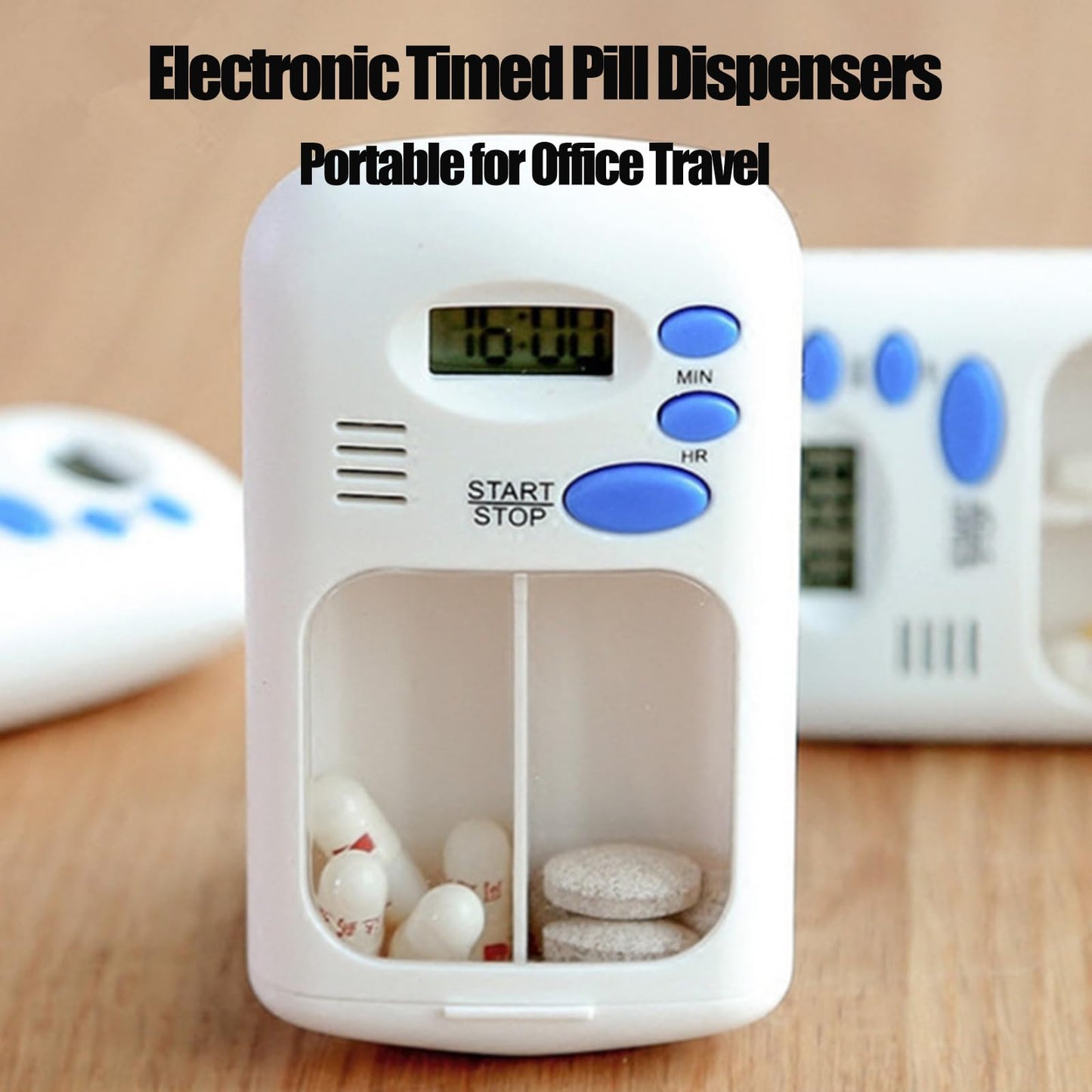Electronic Timed Pill Dispensers,Digital Pill Organizer,Automatic Daily Pill Box Reminder with Beeping Alarm for Elderly Gift,Portable for Office Travel
