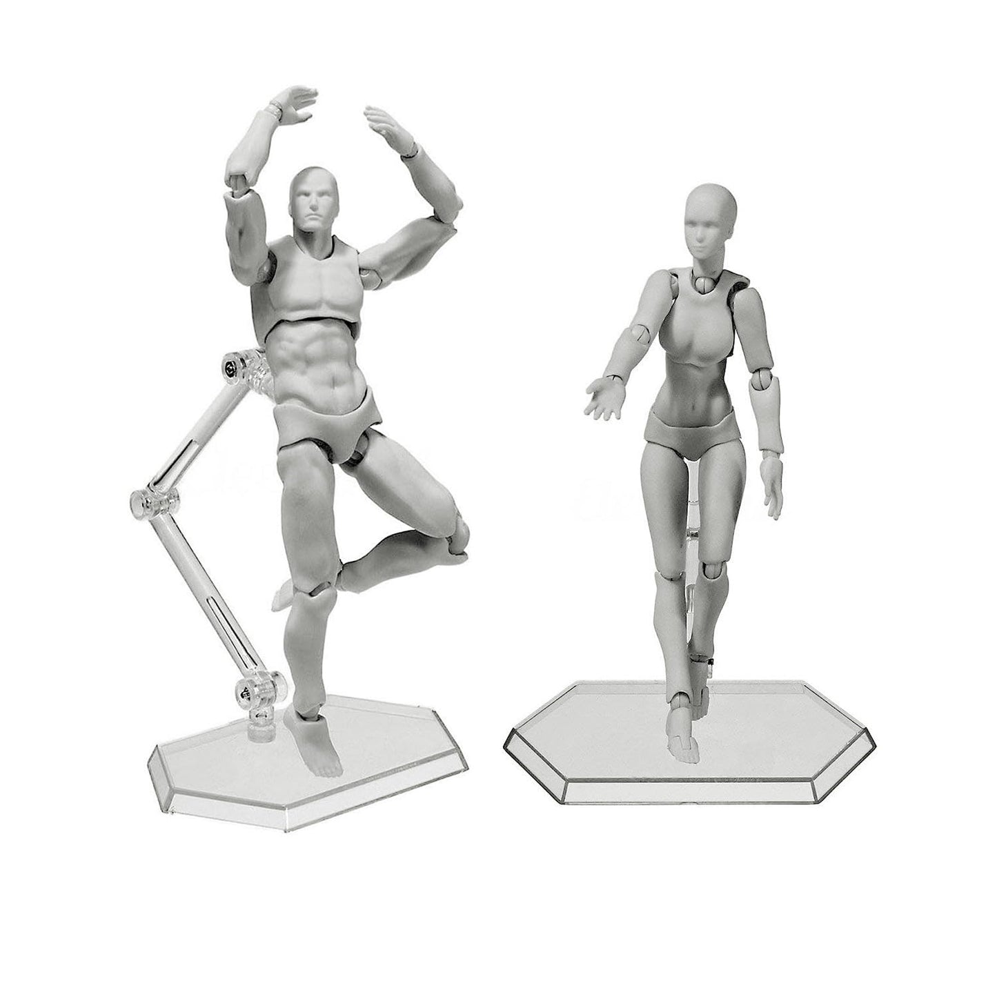 Haniforever Artists Manikin Art Mannequin Figures Supplies Drawing Tools,Small Drawing Figure Model for Sketching,Painting,Action Figures Male+Female Set(Grey)