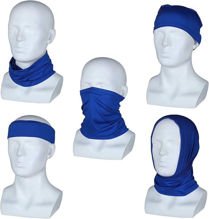 Geyoga 6 Pieces Winter Face Mask for Men UV Protection Mask Sunscreen Breathable Windproof Neck Gaiters Scarf Fishing Cycling Running (Black, White, Royal Blue)