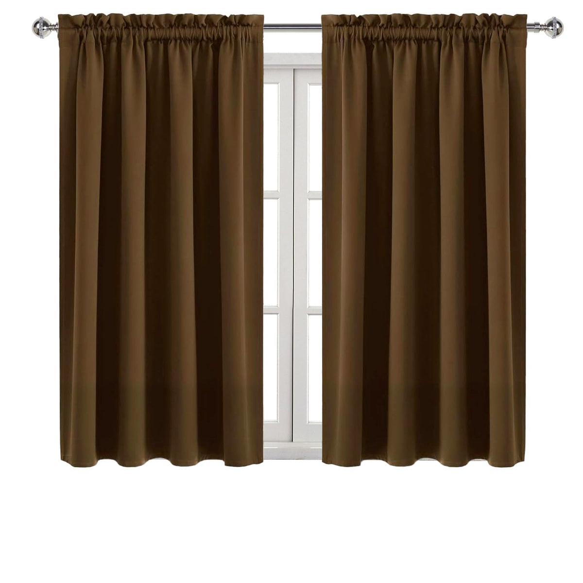 Blackout Curtains for Bedroom Living Room 52 x 45 Inch Long Brown (2 Count)
