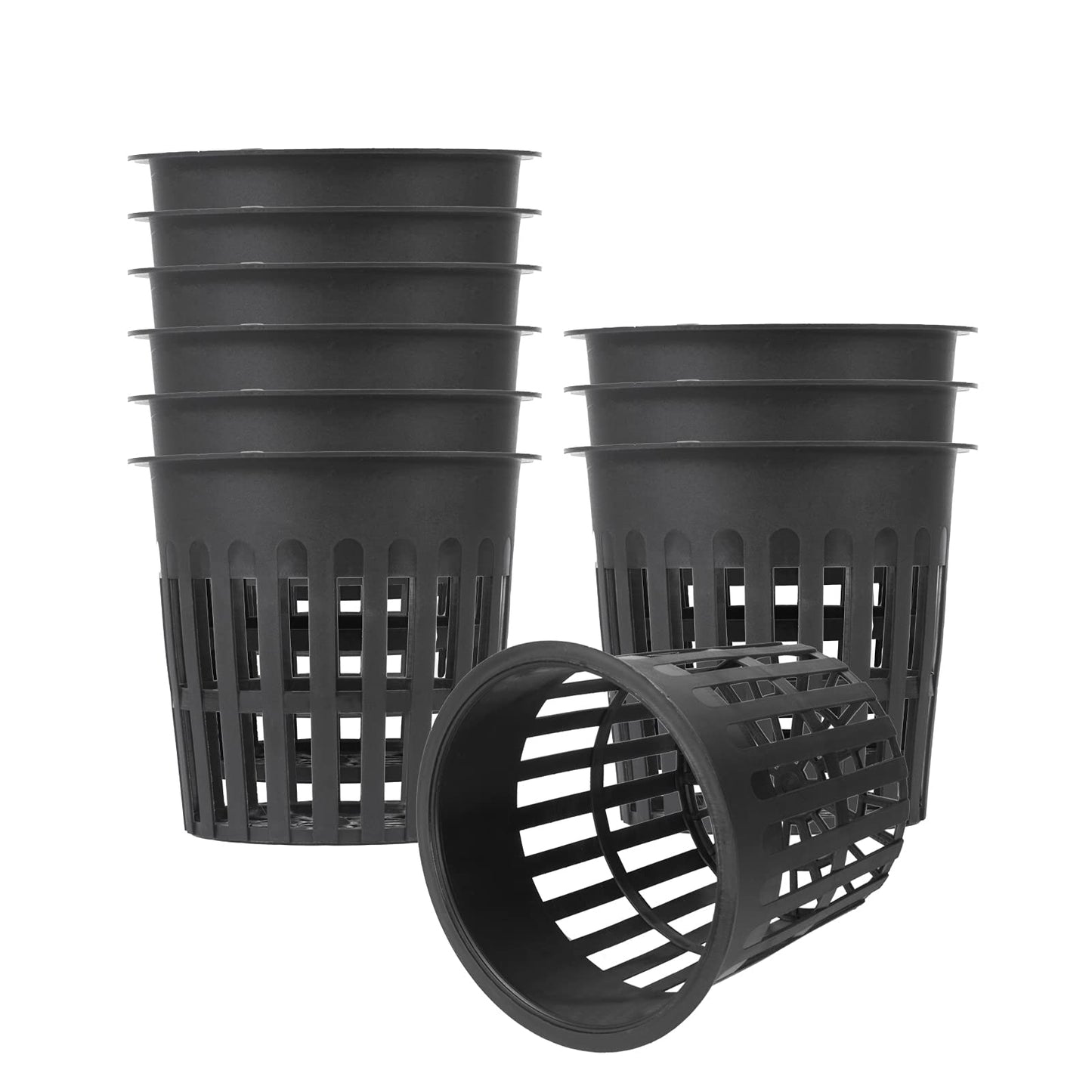 ISKYBOB 10 Pieces Black Plastic Garden Mesh Net Pot Hydroponic Basket Planting Nursery Grow Supplies, 11cm/4.3inch
