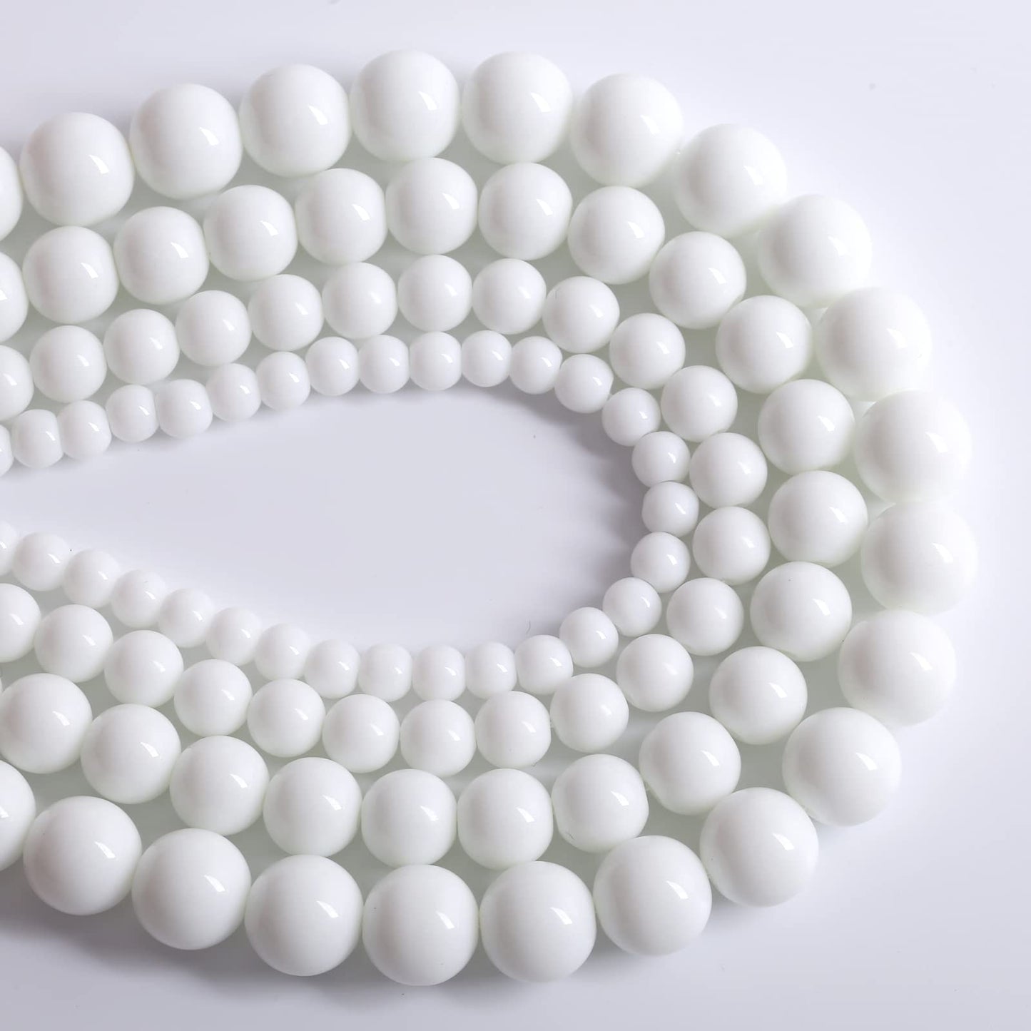 90PCS 8mm Natural White Porcelain Agates Stone Round Beads for Jewelry Making Spacer Loose Spacers Beads DIY Bracelets 32" 2 Strand