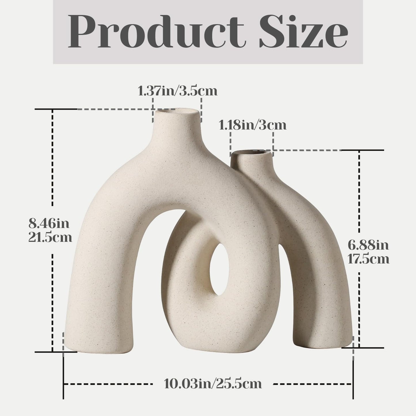 CEMABT Modern Nordic Boho Vase Set - Elegant Beige Matte Ceramic Vase for Living Room, Bookshelf, Mantel, Entryway Table & Console Decor | Home Decor Shelf Decorations Easter Gift
