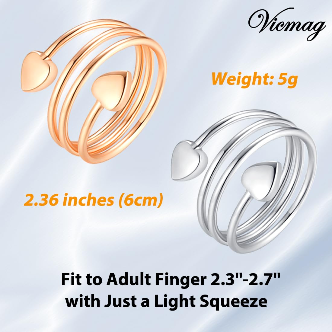 Vicmag Copper Magnetic Ring for Women, Magnetic Rings Ladies Fingers Thumb 100% Solid Pure Copper Jewelry Gift Adjustable (4PCS Love Heart)