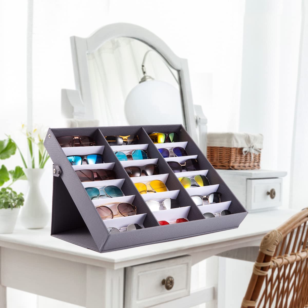 TRIUMPH VISION Sunglasses Organizer Storage Eyeglasses Holder - Multiple Glasses Case Box Eyewear Tray for Women and Men