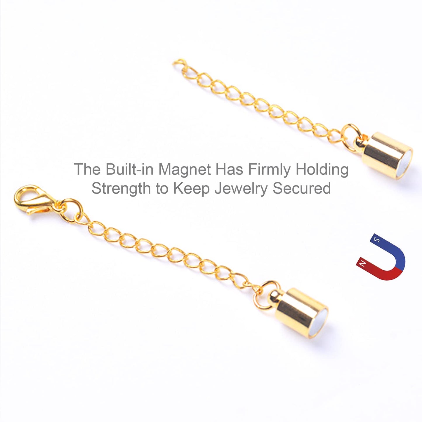 Mizeer Magnetic Necklace Extenders, Magnetic Necklace Clasps with Extender Chains