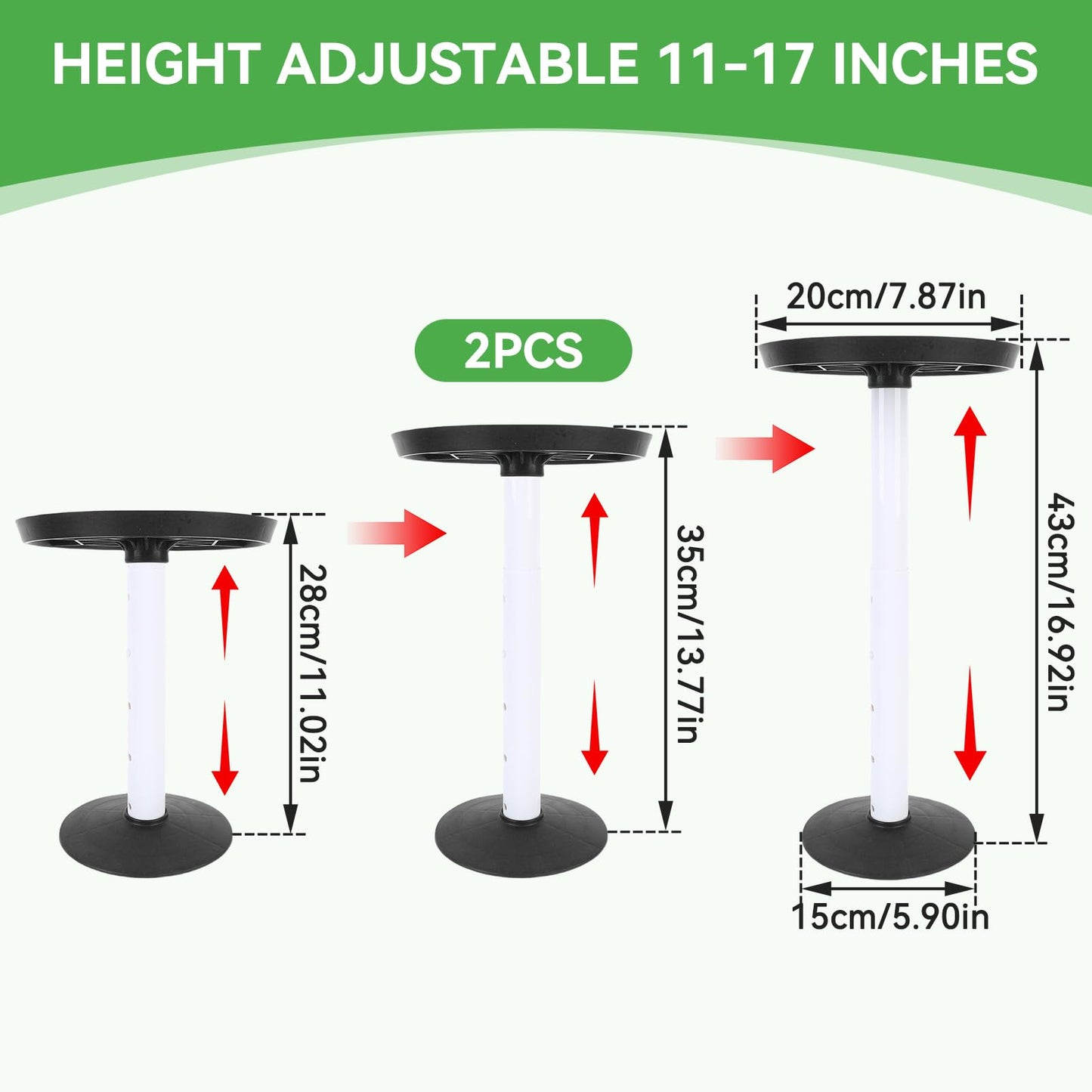 Gsycle 2 Sets Height Adjustable Riser for Plants, Plastic Planter Inserts Plant Pot Filler with Drainage Holes for Indoor Outdoor, Adjustable Pot Riser 11-17 inch for Large Container, Black