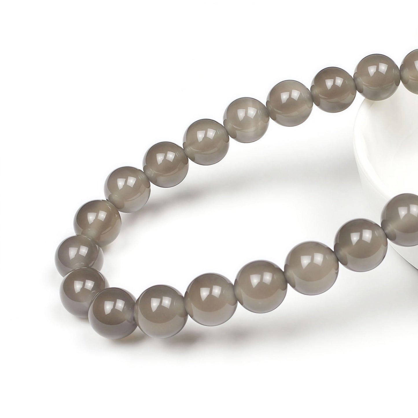 MJDCB 7A Natural Grey Agate Gemstone Round Stone Beads for Jewelry Making DIY Bracelet Necklace (10mm)
