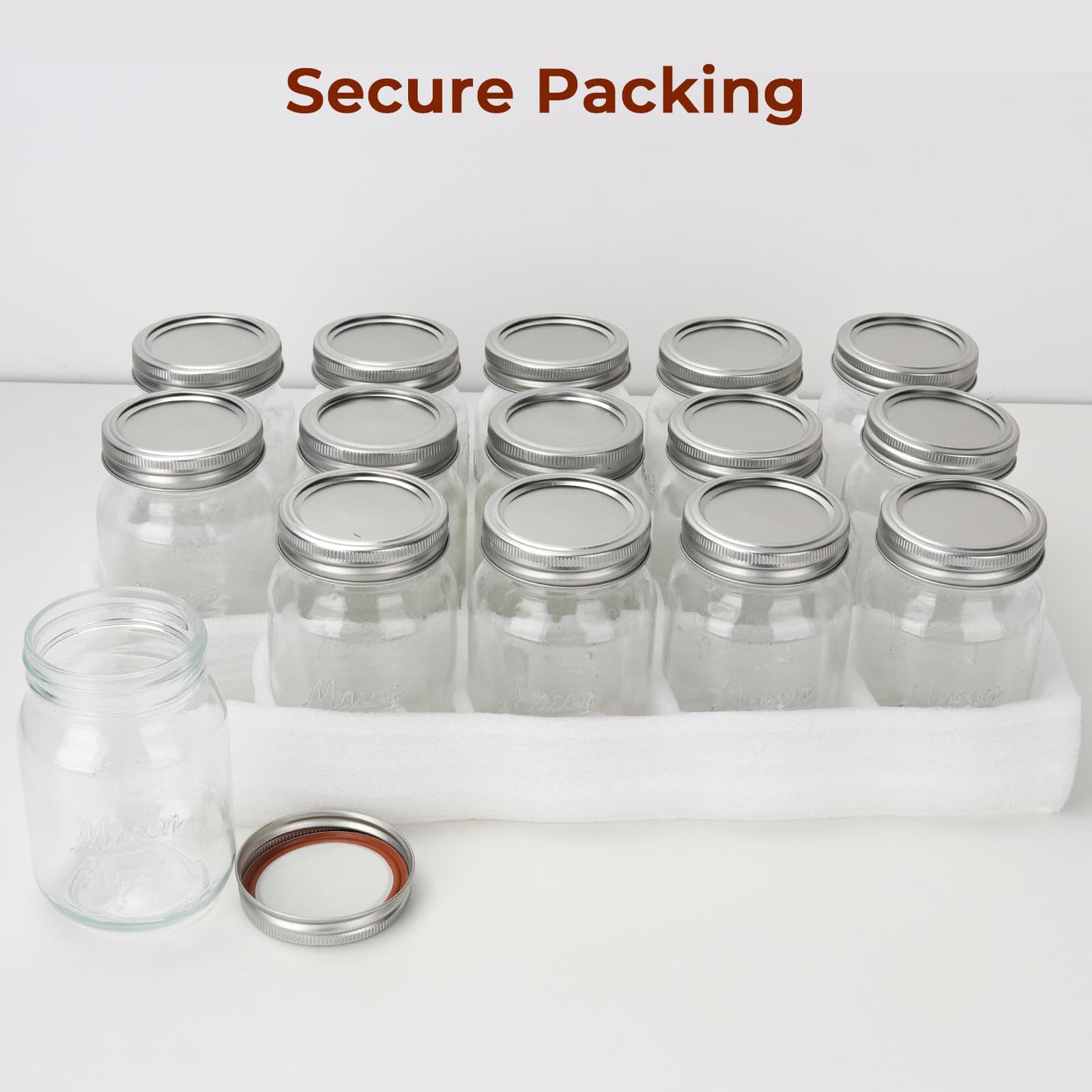 CycleMore 9 Pack 16 oz Mason Jars with Airtight Lids - Embossed Pint Glass Canning Jars for Pickling, Food Storage, Wedding Favors & DIY Crafts - Regular Mouth Design with Labels & Jute String