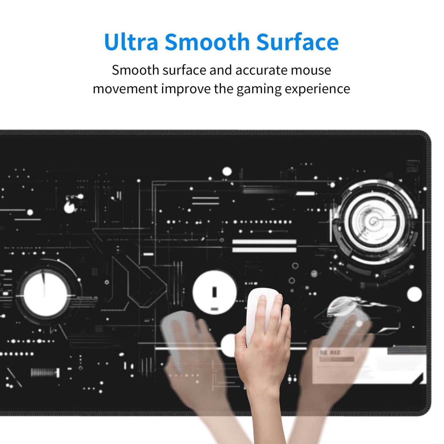Mechanical Mouse Pad 31.5 X 11.8 Inch Big Desk Rubber Base Stitched Edges Keyboard Pad Spaceship XXL Mouse Mat for Home Game and Office