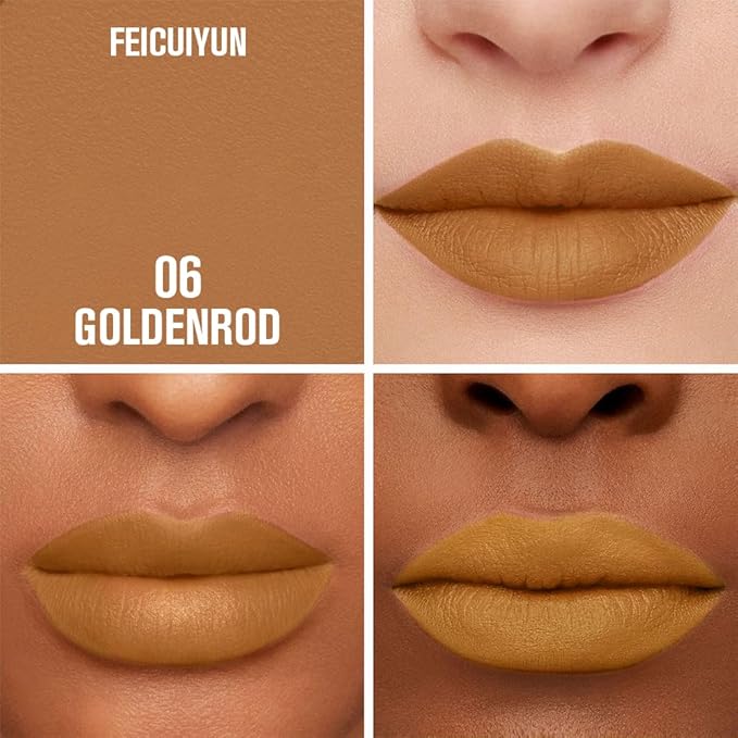 Matte Calligraphy Liquid Lip Liner Lipstick Pencil, Golderod Nude Pink Long-Lasting Transfer-Proof Lip Stain, Lightweight Lipstick, Sheer Buildable Color, Fades to a Natural Wash of Colors