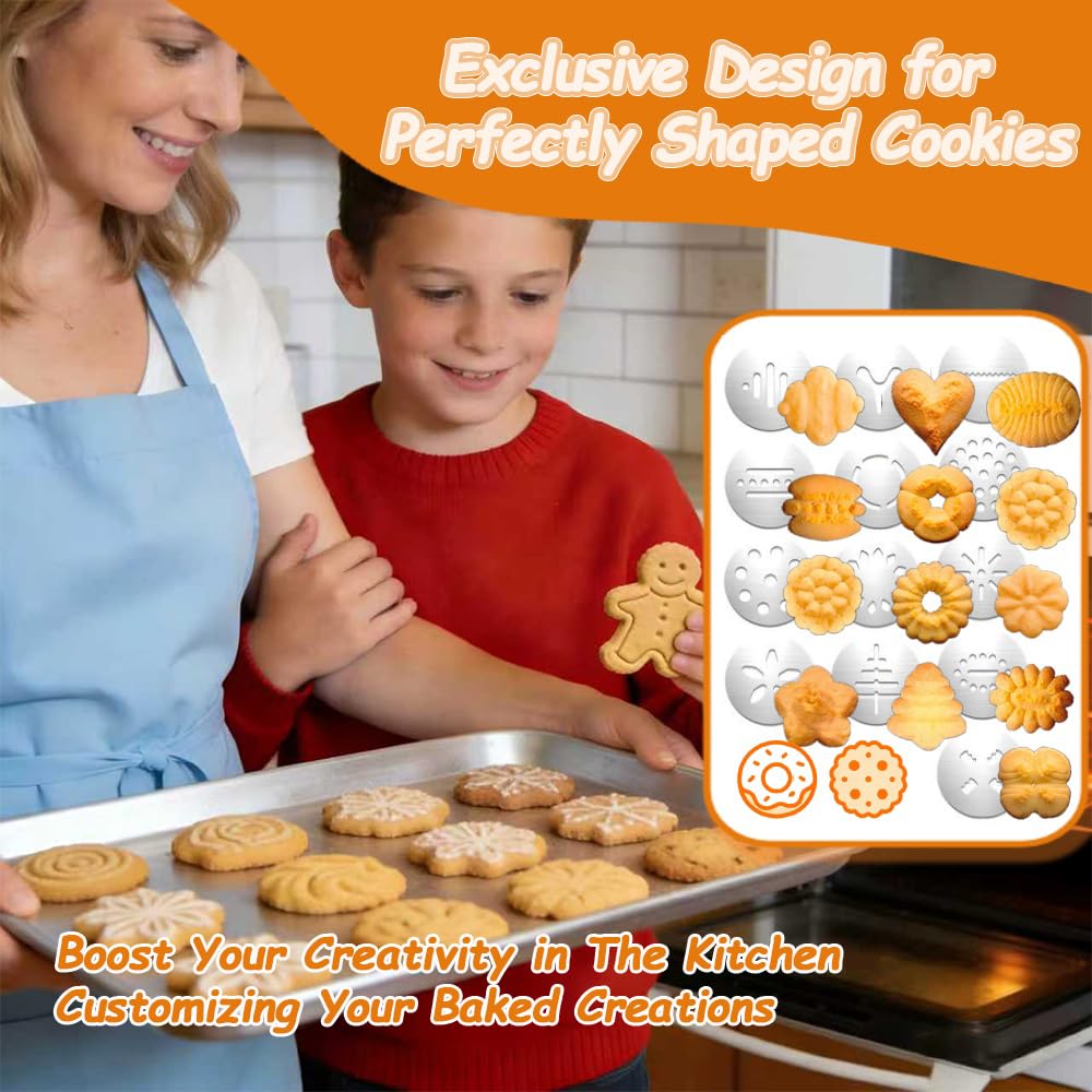 45PCS Cookie Press Gun Kit:Bake Churros,Cookies&Donuts with Stainless Steel Cookie Shooter,Decorating Baking Tools with Cookie Disc,Cleaning Brushes,Piping Bag for Baker,Mothers Day Gift for Baker