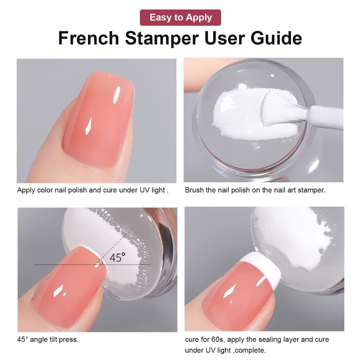 SAGEBIO Nail Art Stamper Clear Silicone Nails Stamping Jelly with Scraper Transparent Visible Body DIY Manicure Nail Art Tool B