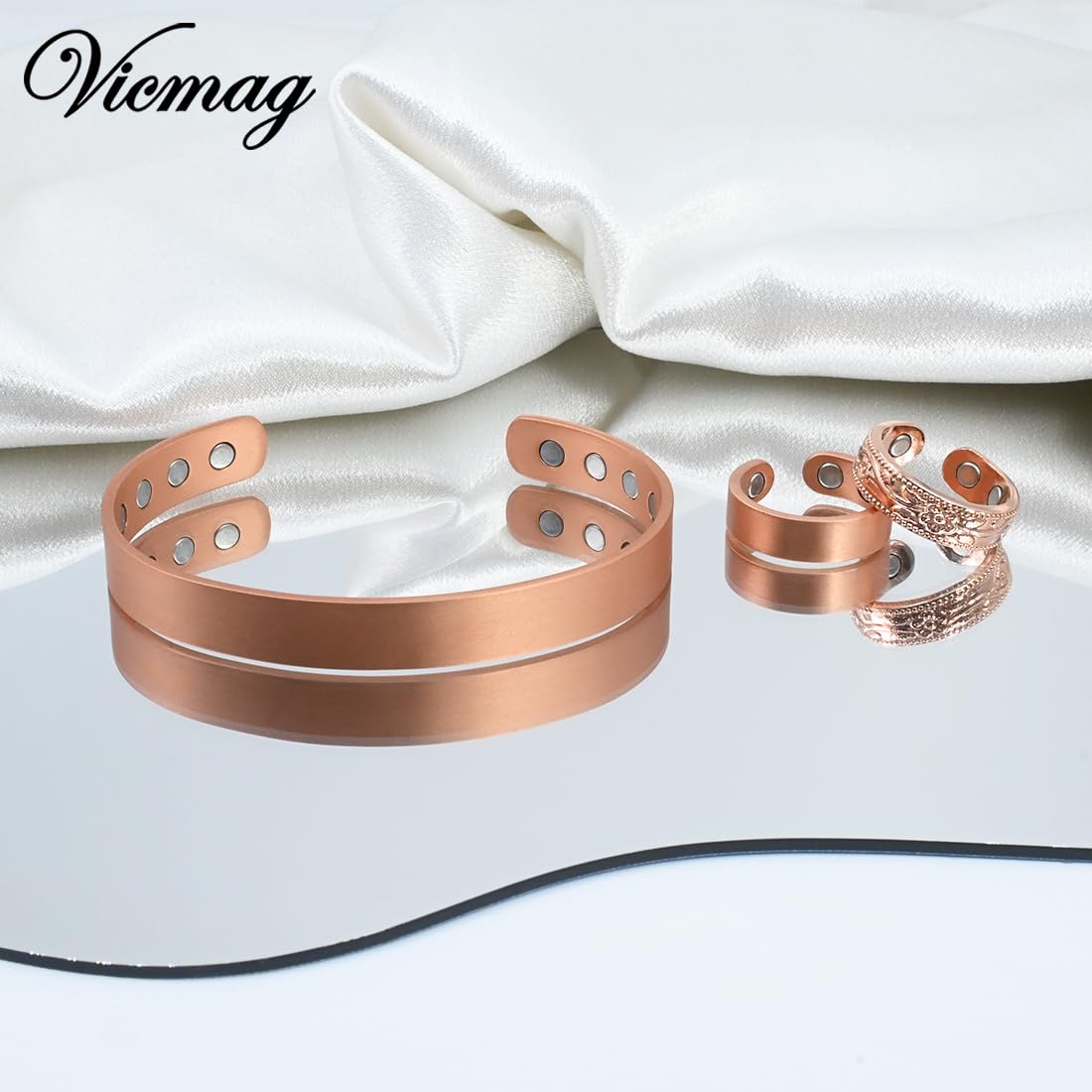 Vicmag Copper Magnetic bracelet for Women Men Magnetic bracelets 100% Solid Pure Copper Gift(3pcs)