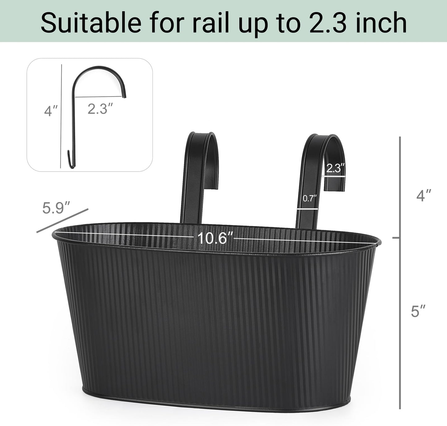 Metal Railing Planter Box 3 Pack and Small Artificial Flowers in Ceramic Vase for Decor