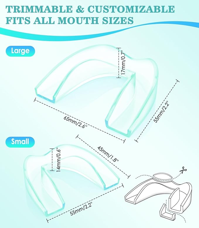 Mouth Guard for Grinding Teeth at Night, Night Guards for Teeth Grinding, 4 Pack/2 Size Moldable Dental Guard for Sleeping-with 2 x 5X Mirror Mouth Guard Case