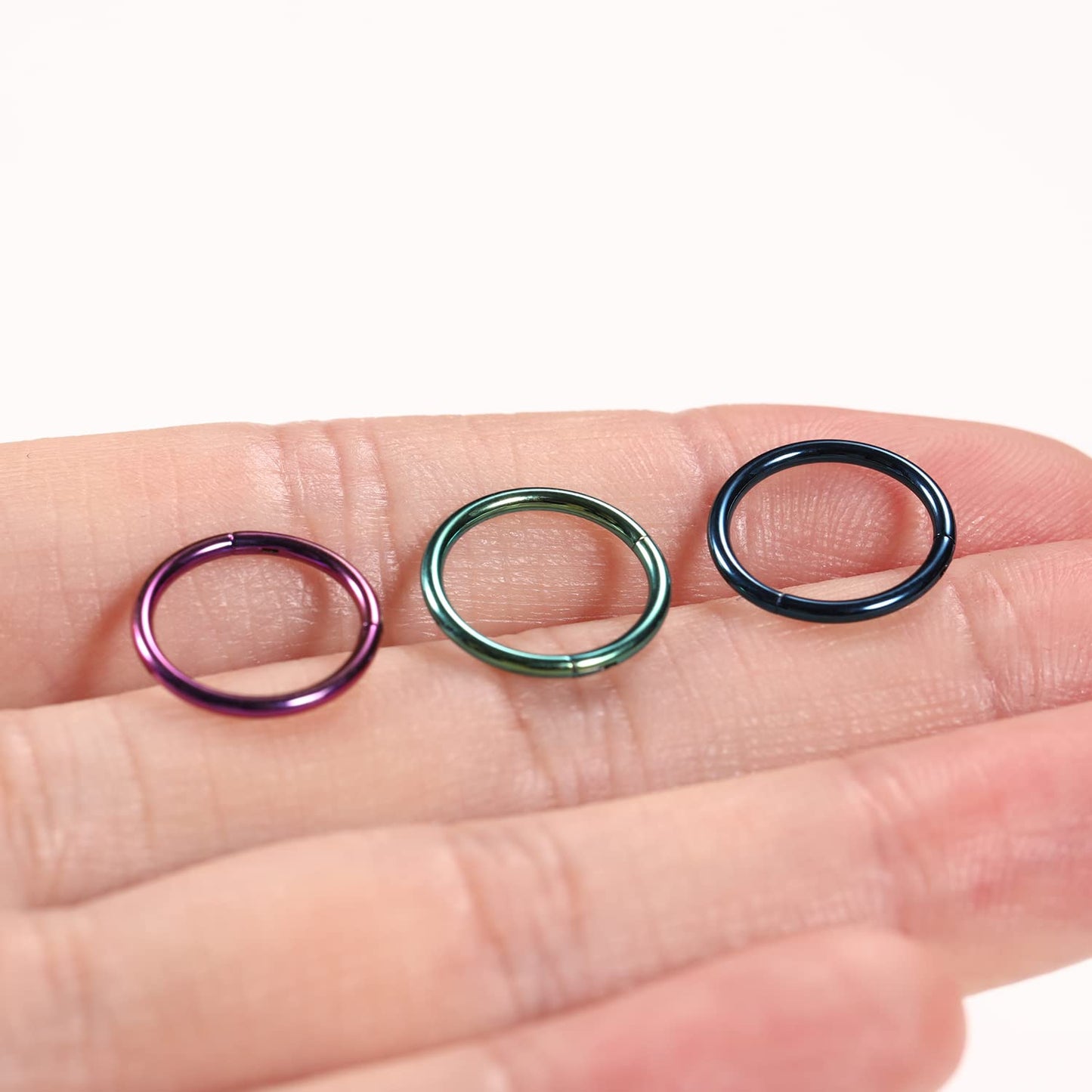 16g Nose Ring Hoop Earrings Purple Nose Hoops 16 Gauge Lip Rings Septum Hoop Seamless Septum Clicker 8mm Septum Ring Cartilage Earring Helix Earring Rook Earrings Nose Rings Surgical Steel