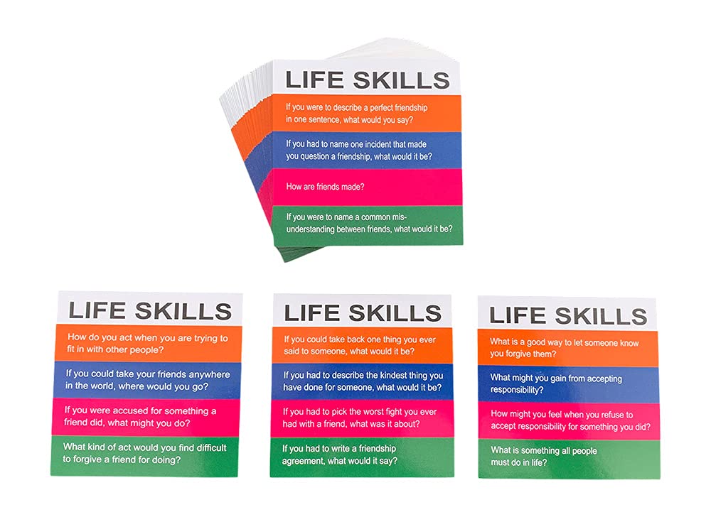 YEHUA! Totika Therapy Game Five Card Set with 48 Colored Stackable Blocks - Self Esteem, Junior, Teen/Adult, Life Skills and Icebreaker - A Game of Fun, Skill and Communication