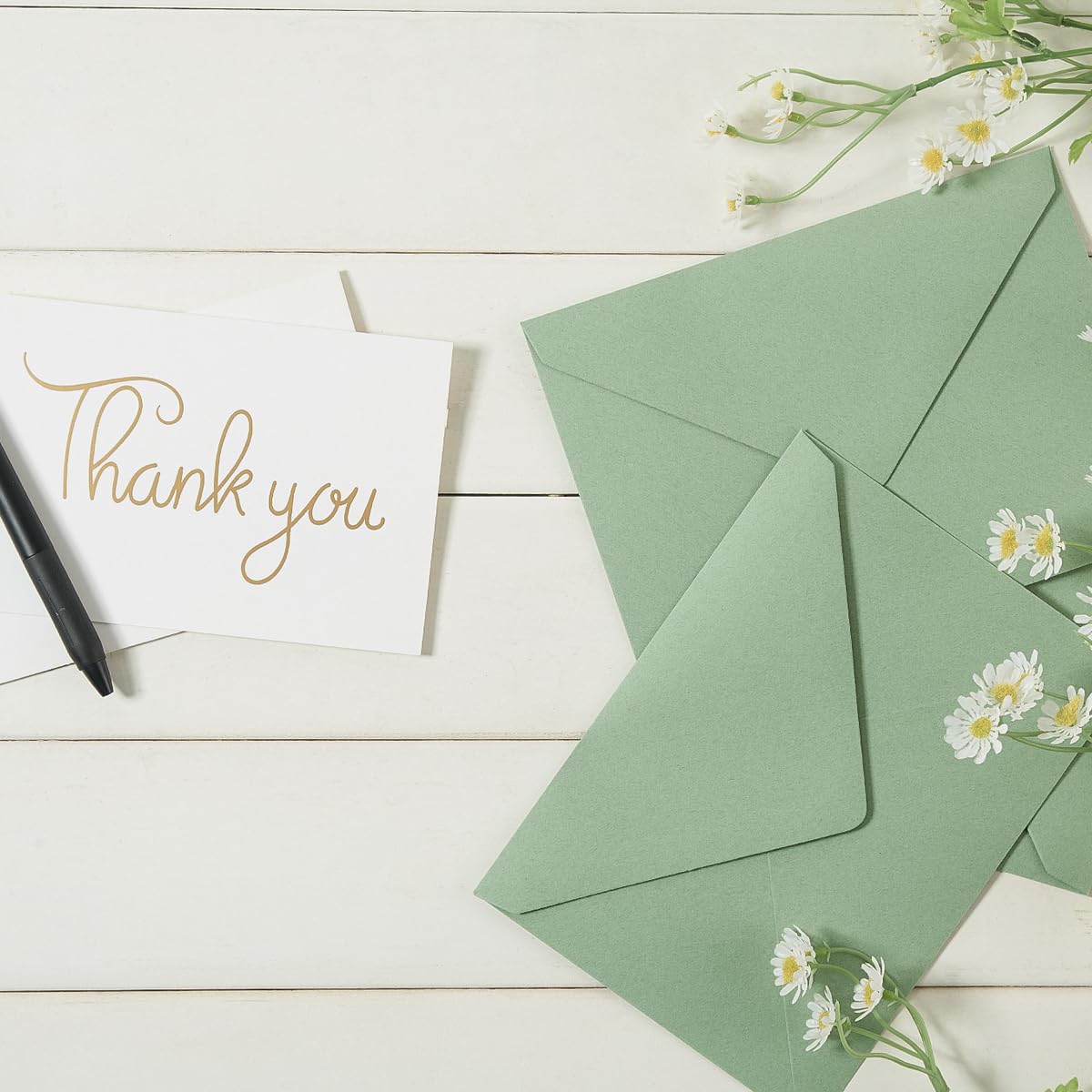 100 Pieces Sage-Green A7 Envelopes Greeting Card Envelopes 5.24 x 7.24 Inches for 5 x 7 Wedding Invitation Cards, Greeting Cards, Birthday Baby Shower Invitations
