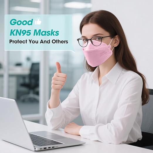 LEMENT KN95 Face Masks - 100 Pack Breathable Comfortable Disposable Masks For Adult, Filter Efficiency≥95%, Elastic Ear Loops, Pink
