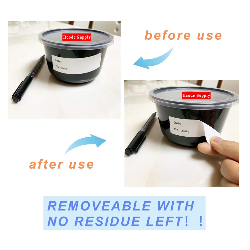 Hcode 2 x 3'' Self-Adhesive Removable Freezer Food Labels- Easy Clean Leaves No Residue- Cooler Food Storage Freezer Stickers Plastic Paper Perfect for Reusable Containers 2 Roll