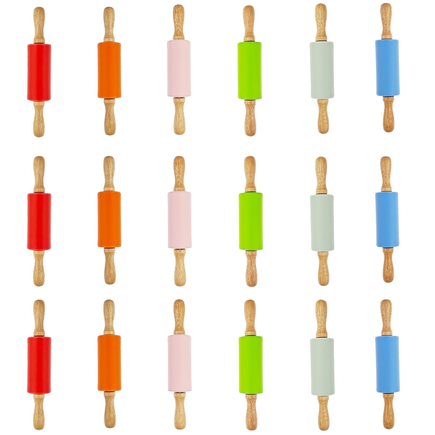 Miokun 18 Pack Small Rolling Pin for Kids, 9 Inch Kids Rolling Pin for Home Kitchen (6 colors)