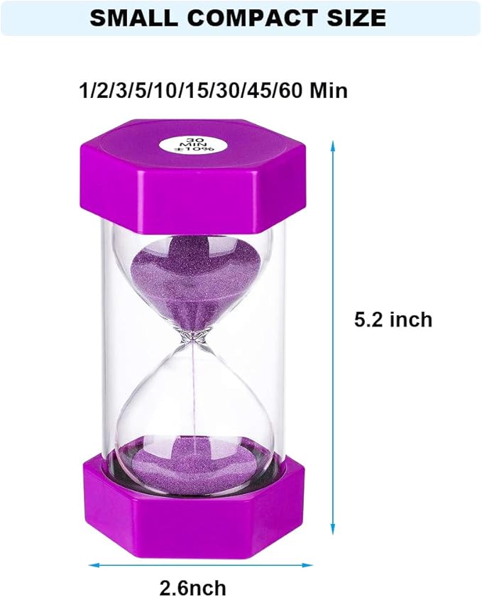 Sand Timer 1 Minute Hourglass Timer, Colorful Sand Watch 1 Minute, Small Purple Sand Clock one Minute, Plastic Hour Glass Sandglass Timer for Kids, Games, Classroom, Kitchen, Decor