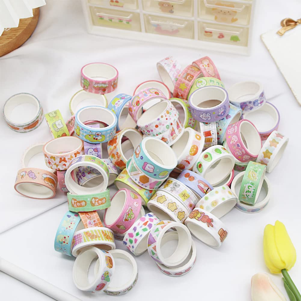 MAFELOE 2 Meters Long 60 Rolls Washi Tape Set, Decorative Adhesive Supplies for Scrapbook, Arts & Crafts-Cute Suit (White Box)