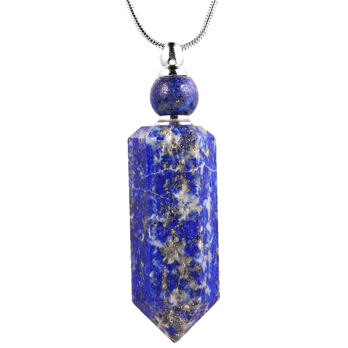 TUMBEELLUWA Essential Oil Diffuser Aromatherapy Stone Pendant Necklace for Unisex,Healing Crystal Point Gemstone Necklace for Women and Men, Lapis Lazuli Stone