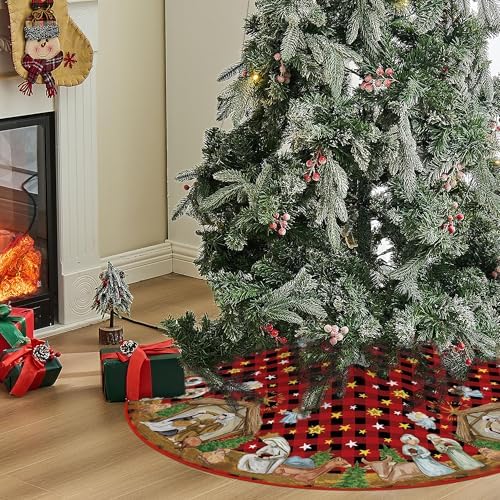 Christmas Nativity HOLY Night Tree Skirt 48 Inches