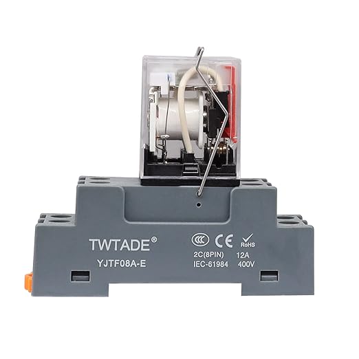 TWTADE/DC 12V Electromagnetic Power Coil Relay 10A 8 Pins 2DPT 2NO 2NC with Indicator Light and Socket Base -YJ2N-LY