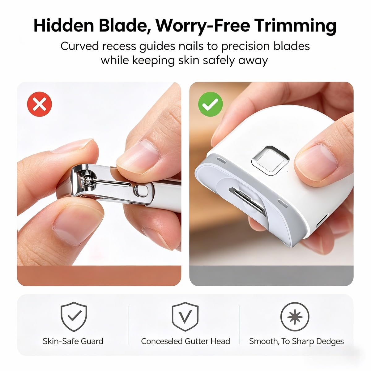 U ANNPER Automatic Electric Nail Clipper with Nail Scraps Storage USB Rechargeable Safety Fingernail Trimmer for Seniors Children Kids and Caregivers