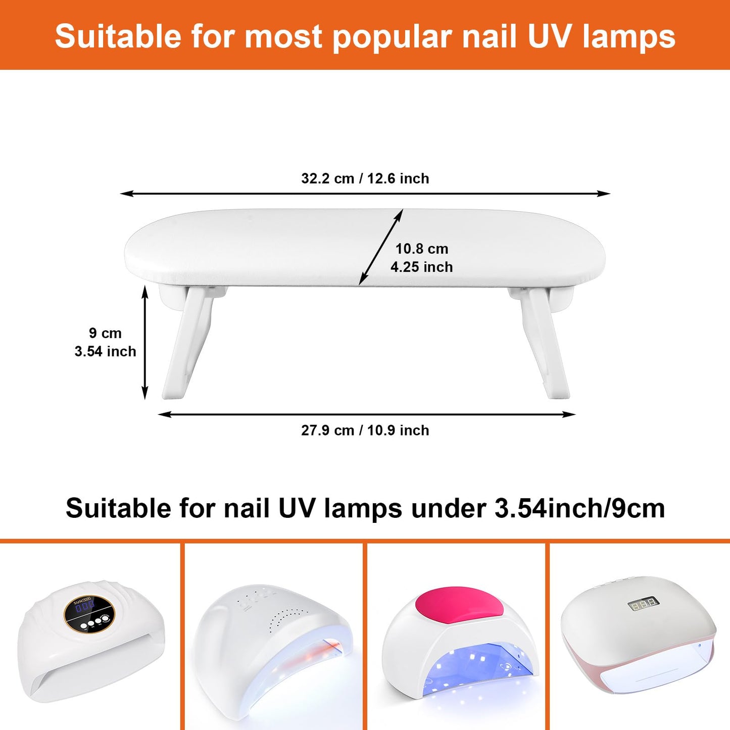 Diesisa Nail Arm Rest, Foldable PU Leather Nail Hand Rest For Manicure, with Soft Nail Mat for Table, Soft Hand Rest for Acrylic Nails/Nail Hand Pillow for Manicure Salon Use-white