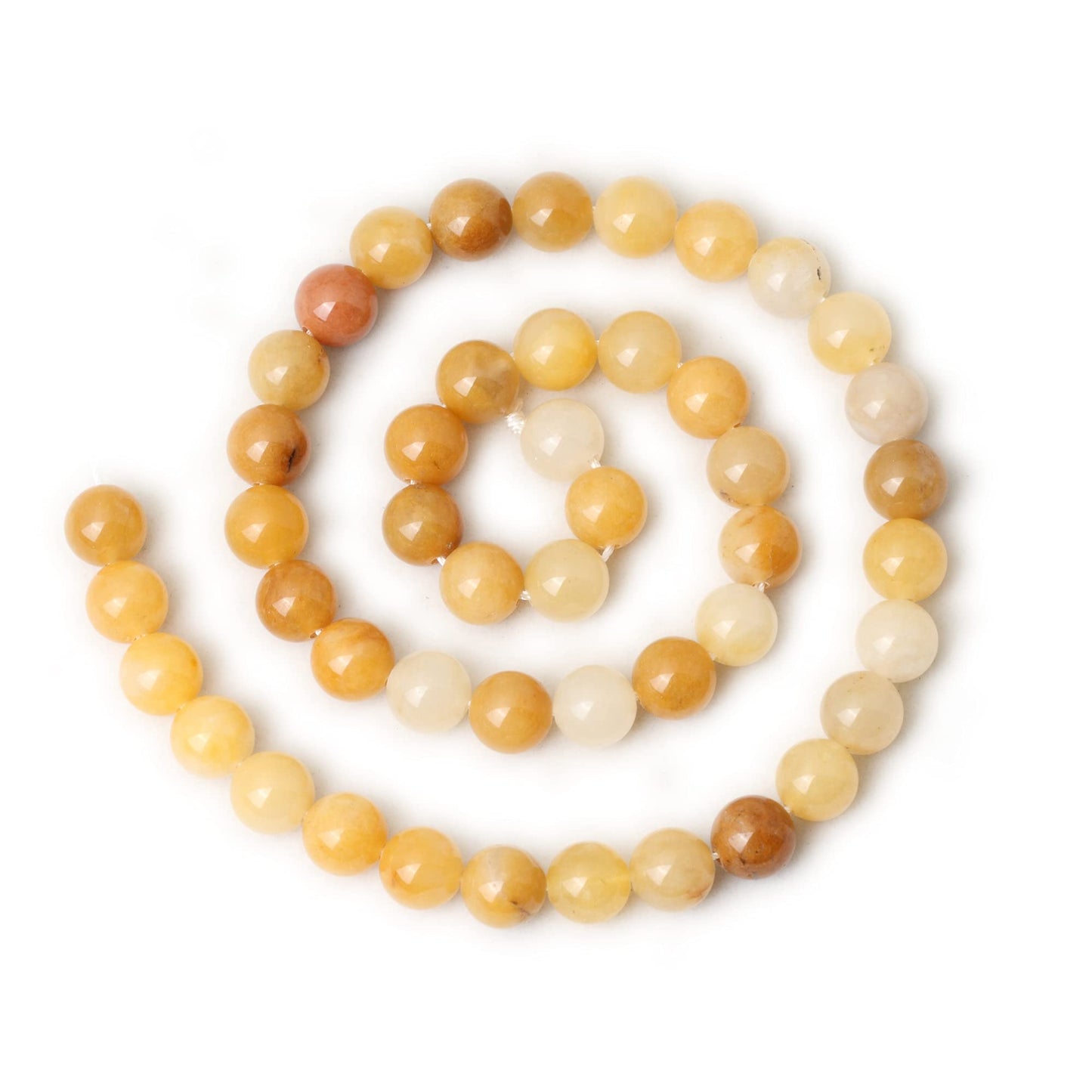 CHEAVIAN 45PCS 8mm Natural Yellow Jade Multi-Color Gemstone Round Loose Beads for Jewelry Making DIY Handmade Materials 1 Strand 15"