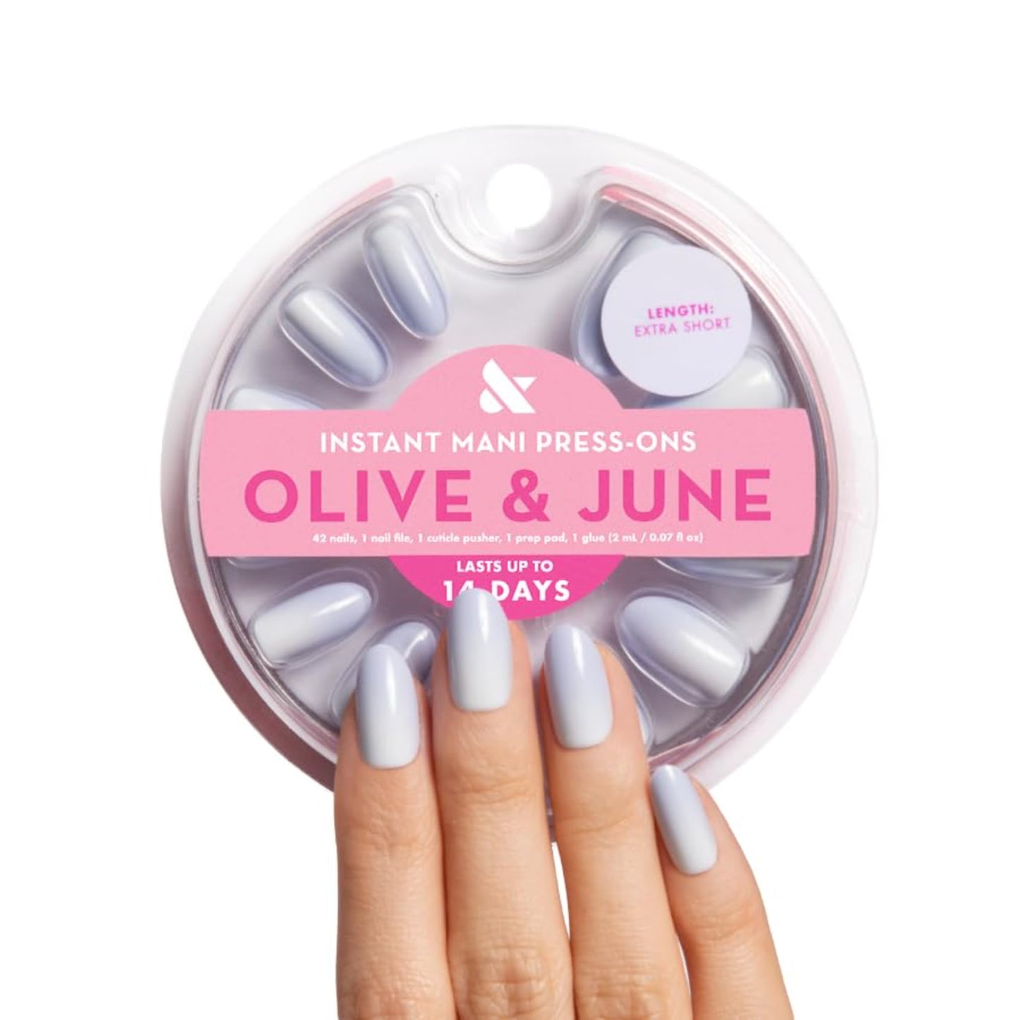 Olive & June Instant Mani Press-On Nails (Glue) | 42 Fake Nails, 21 Sizes | Non-Toxic, Long-Lasting Recycled Materials Realistic Look | Spring Flowers & Patterns |Medium, Almond | BP Ombre